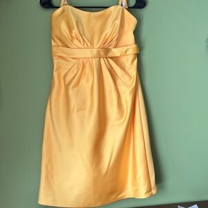 Elegant Yellow Strapless Satin Cocktail Dress